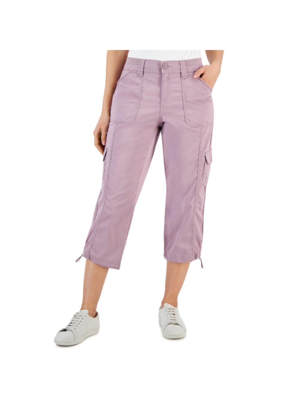 Style & Co. Women's 16 Petite Purple Bungee Capri Cargo Pants NWT